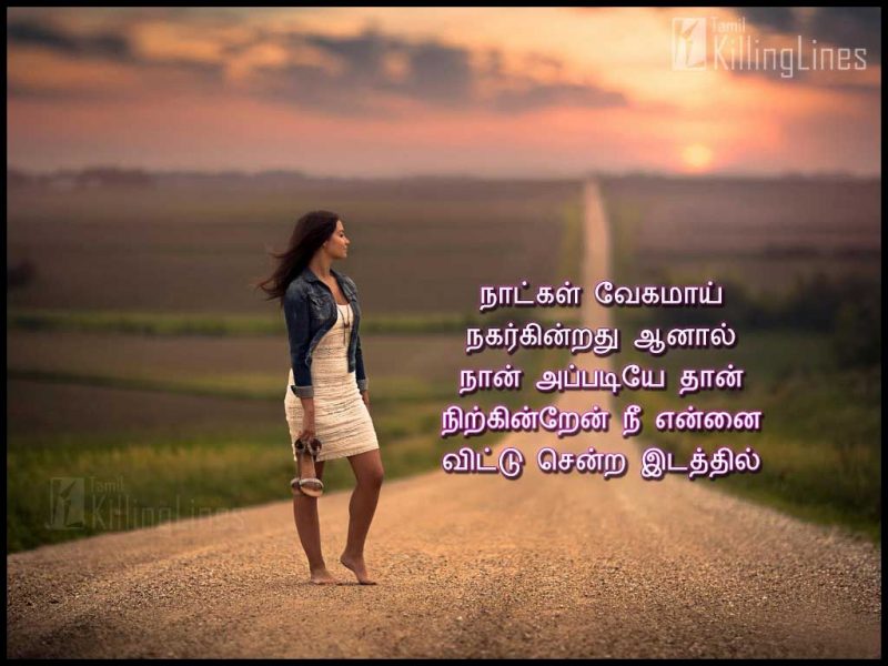 Alone Love Feel Quotes In TamilNaatgal Vegamai NagarkinrathuAanal Nan Appadiyae Than NirkinraenNee Yennai Vittu Senra Idathil